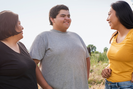 Hispanic family outside