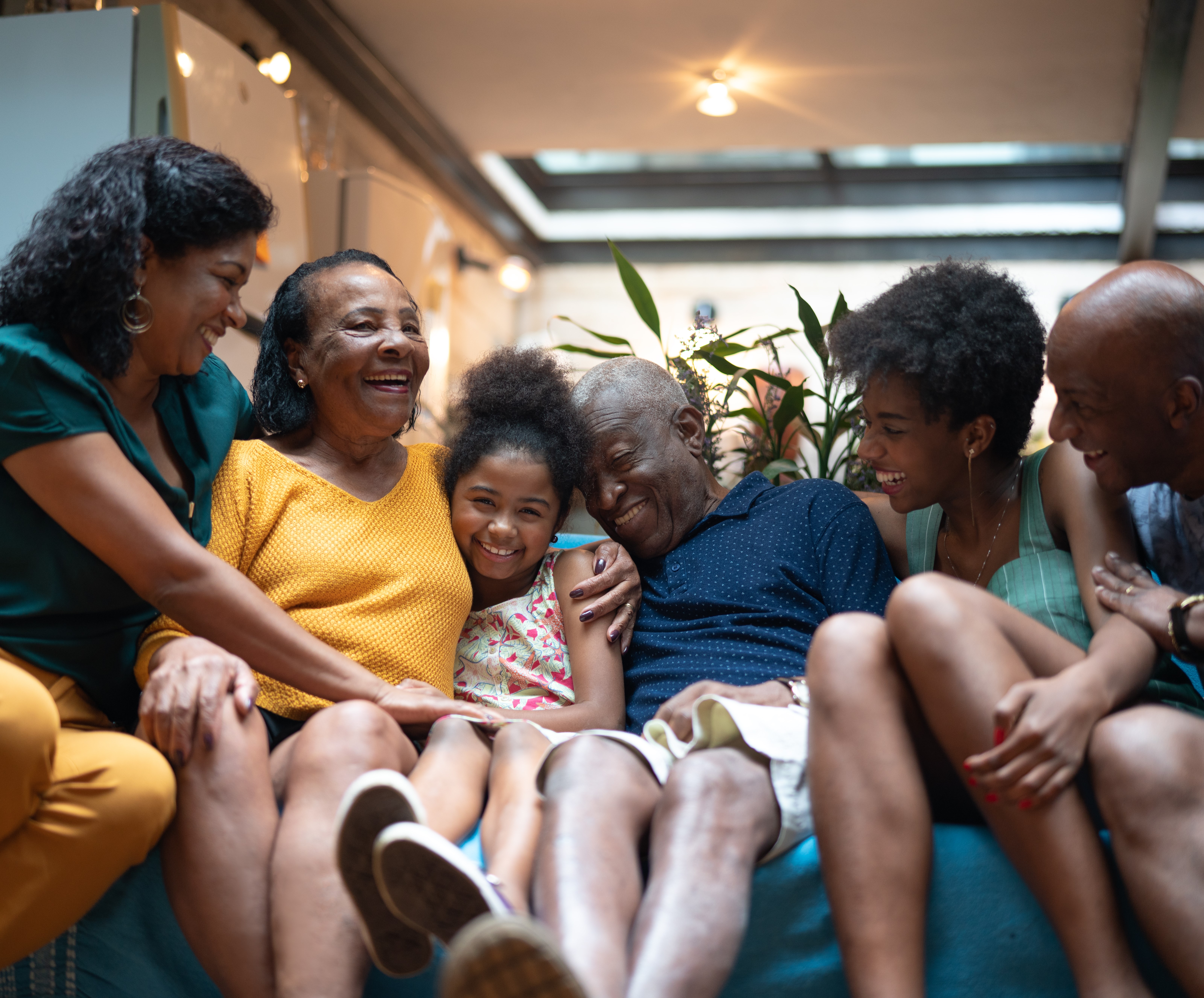 Family sitting on the couch
