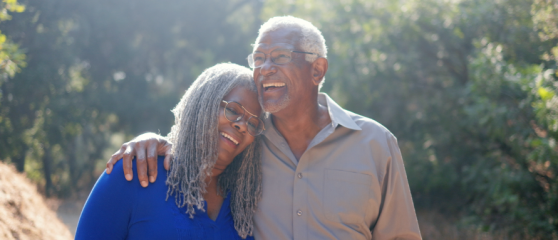 Couple walking outdoors on trail