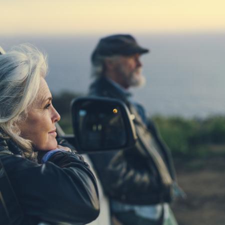 Woman and man looking out in the distance – Pfizer Clinical Trials